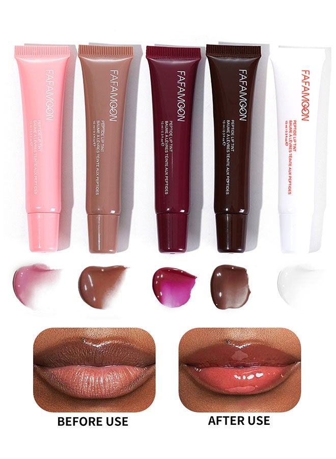 فافمون لون شفاه غني بزبدة الشيا لترطيب مكثف وتأثير ممتلئ، لمسة نهائية لامعة غير لزجة، 5 ألوان مغذية تدوم طويلاً (وردي، بيج، توت، بني، شفاف) - Image 1