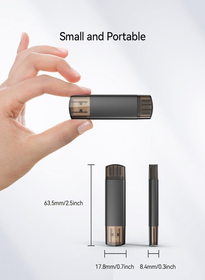 JOIOT 32GB USB C Flash Drive 2-in-1 Type-C + USB-A Portable 60MB/s Read & 15MB/s Write Speed for Smartphone Tablet Computer Mac iPhone 15/15 Pro/15 Pro Max (2 Pack) Black - Image 5