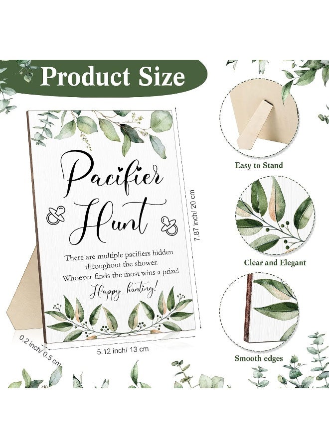 Roowest 51 Pcs Pacifier Hunt Baby Shower Games Include Wooden Hunt Sign and 50 Acrylic Mini Plastic Pacifiers for Baby Shower Game Decoration Gift Sets Gender Reveal Party Supplies - Image 2