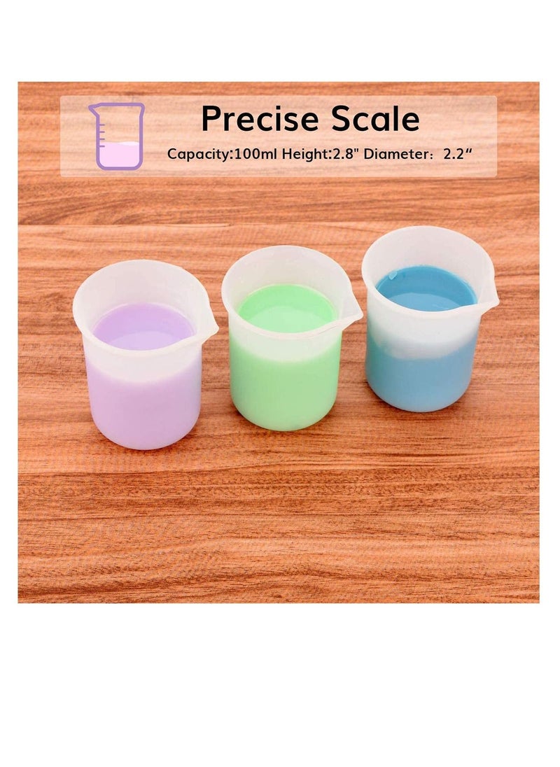 Excefore - Silicone Measuring Cups, 100ml Mixing Cups for Epoxy Resin Arcrylic Paint Pouring Non Stick Stir and Pour Tool with Precise Scale for measure, stir and at a budget saving cost - Image 1