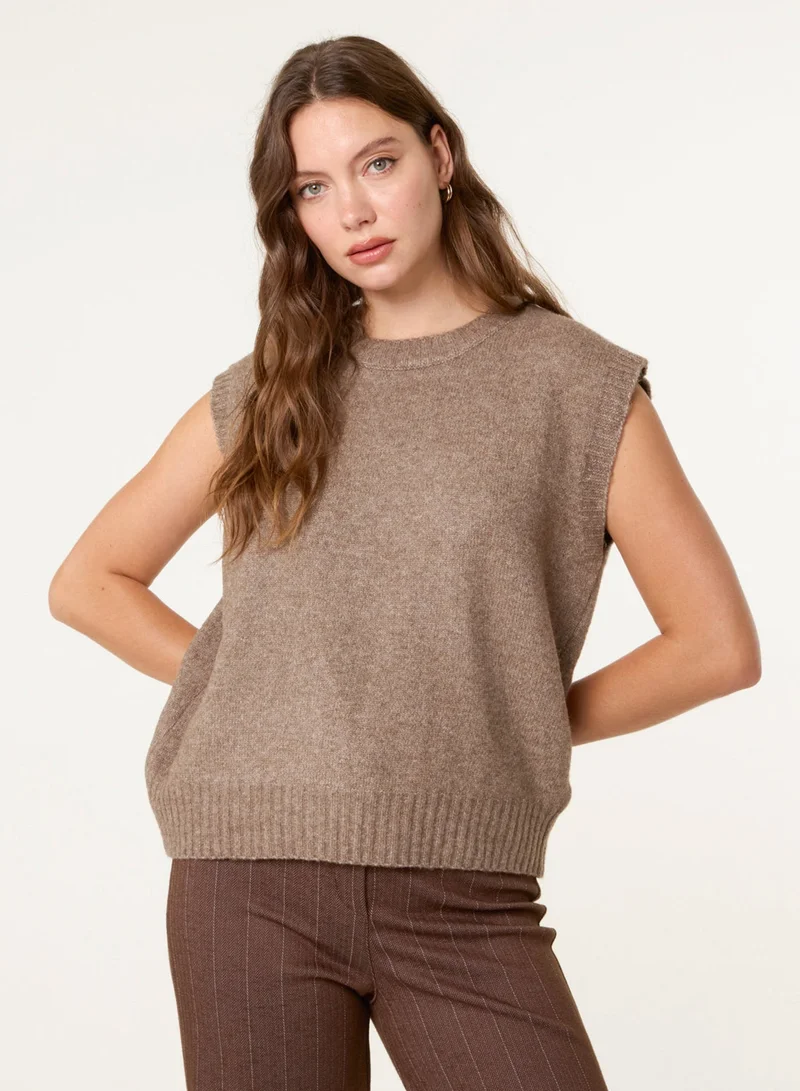 Blue Vanilla Round Neck Vest