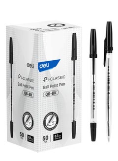 Deli 50-Piece Q6 Ballpoint Pen Set 0.7mm Tip Black Ink  - Image 2
