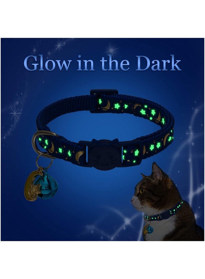 KOOLTAIL Cat Collar Breakaway With Bells  6 Pack Glow In The Dark  Stars & Moon Charm Pendent Pet Reflective Collars Ideal For Kitten Cats Puppy - Image 4