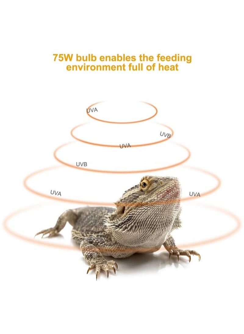 Generic 3 Pack 75W UVA+UVB Bulbs Heat and Light for Reptiles and Amphibian Tanks Terrariums and Cages Heat Lamp Basking Lamp Heater Light Replacement Bulbs Works with Various Lamp Fixtures  - Image 5