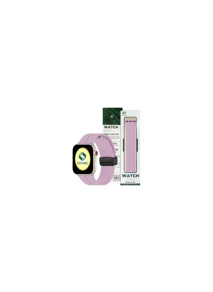 CATANES - Apple Watch Band 42mm 44mm 45mm 49mm Magnetic Band D-buckle Silicone Sport Strap Replacement Wrist Band Purple - Image 1