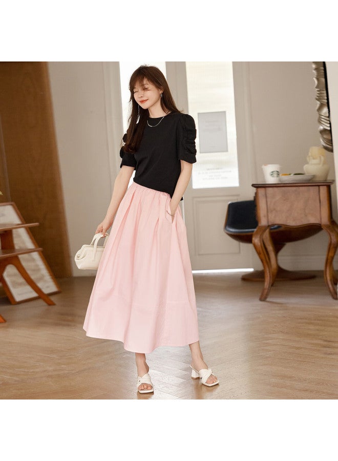 Mt Pink Bubble Summer New Korean Fresh And Simple Age-Reducing All-Match A-Line Skirt - Image 4