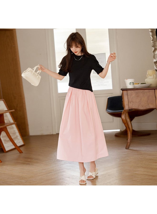 Mt Pink Bubble Summer New Korean Fresh And Simple Age-Reducing All-Match A-Line Skirt - Image 3