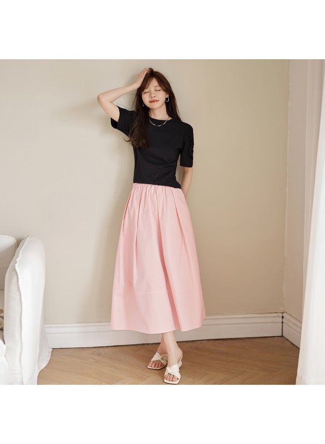 Mt Pink Bubble Summer New Korean Fresh And Simple Age-Reducing All-Match A-Line Skirt - Image 5