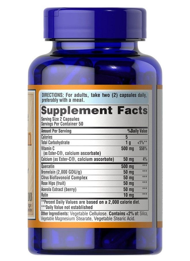 Puritans Pride Quercetin Complex With Vitamin C Supports Upper Respiratory Health* 100 Ct