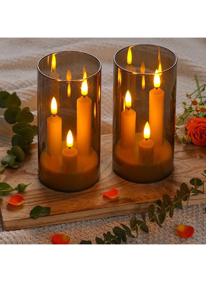 Da by Flameless Candle, Battery-Powered Candle with Remote Control and Timer, LED Three-Wick Pillar Candle, Romantic Wedding, Perfect Home Décor, 2 Pack (Grey) - Image 3