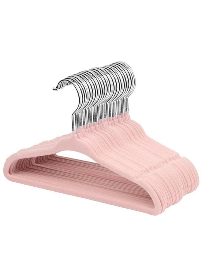 100 Pieces Of Non-slip Velvet Cloth Rack Set Pink  - Image 1