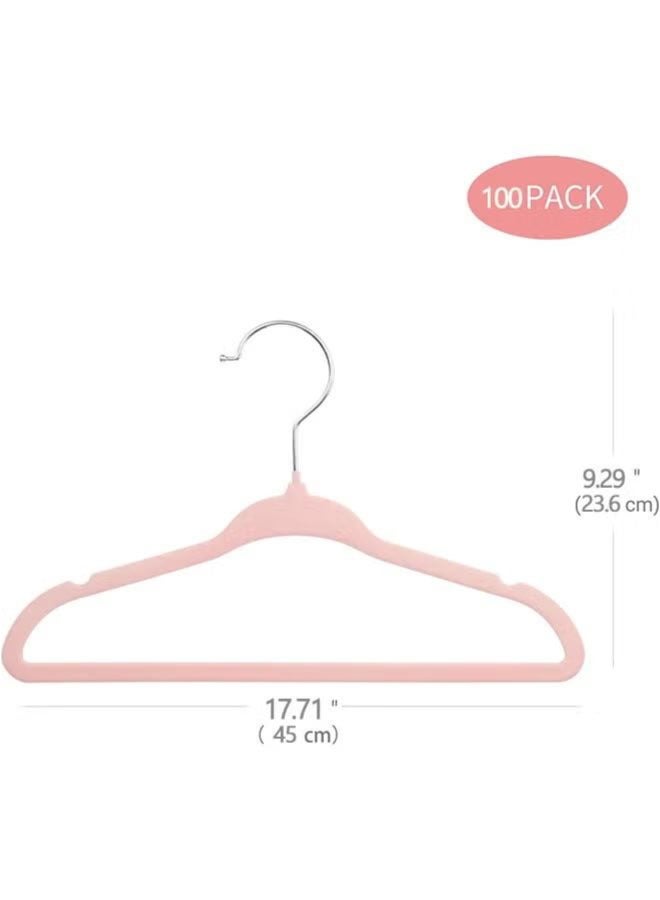 100 Pieces Of Non-slip Velvet Cloth Rack Set Pink  - Image 3