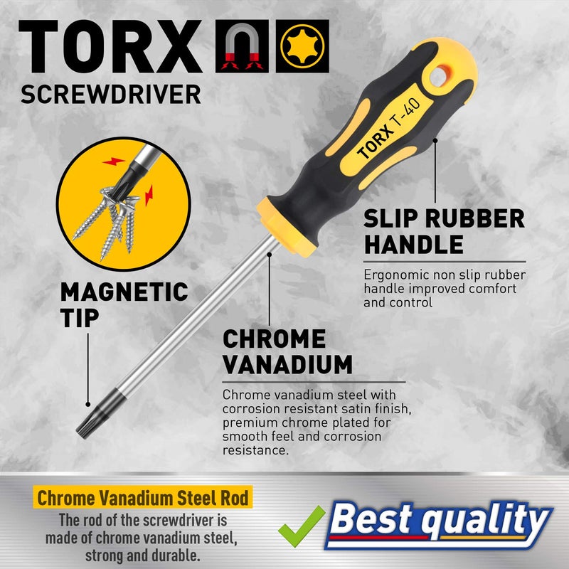 Amartisan 12-Piece Magnetic Torx Screwdrivers Set, Magnetic Torx Driver Star Screwdrivers Set T5 - T40 Best Choice - Image 3