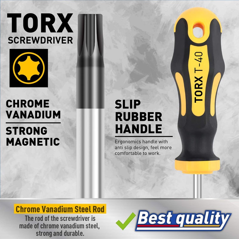 Amartisan 12-Piece Magnetic Torx Screwdrivers Set, Magnetic Torx Driver Star Screwdrivers Set T5 - T40 Best Choice - Image 4