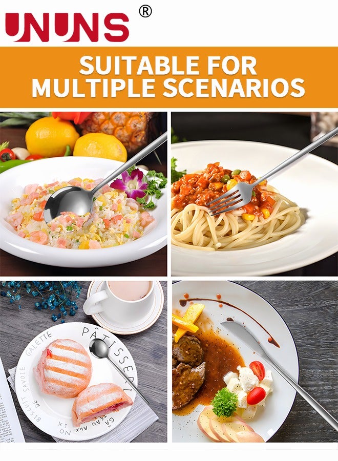 UNUNS 24 PCS Flatware Set with Knives Spoons and Forks, 410 Stainless Steel Flatware Set, Silverware Cutlery Set, Utensils Set Basics Tableware,Mirror Finish, Dishwasher Safe - Image 4