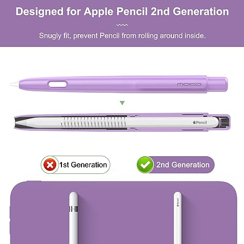MoKo Holder Case Compatible with Apple Pencil 2nd Generation, Retractable Protective Apple Pencil Cover with Sturdy Clip, Hard PC Apple Pencil Case, Support Double-Tap, Purple - Image 2