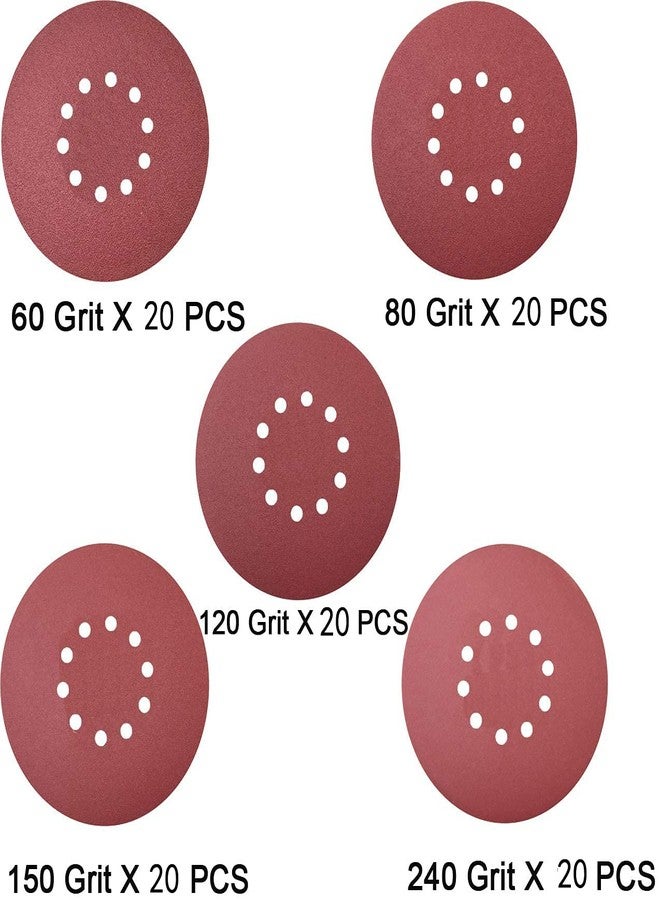 Sackorange 100 PCS 9 Inch 10 Hole Hook and Loop Sanding Discs Set - 60 80 120 150 240 Grits Aluminum Oxide Sander Paper for 9" Drywall Sander Wood Furniture Finishing - Image 2