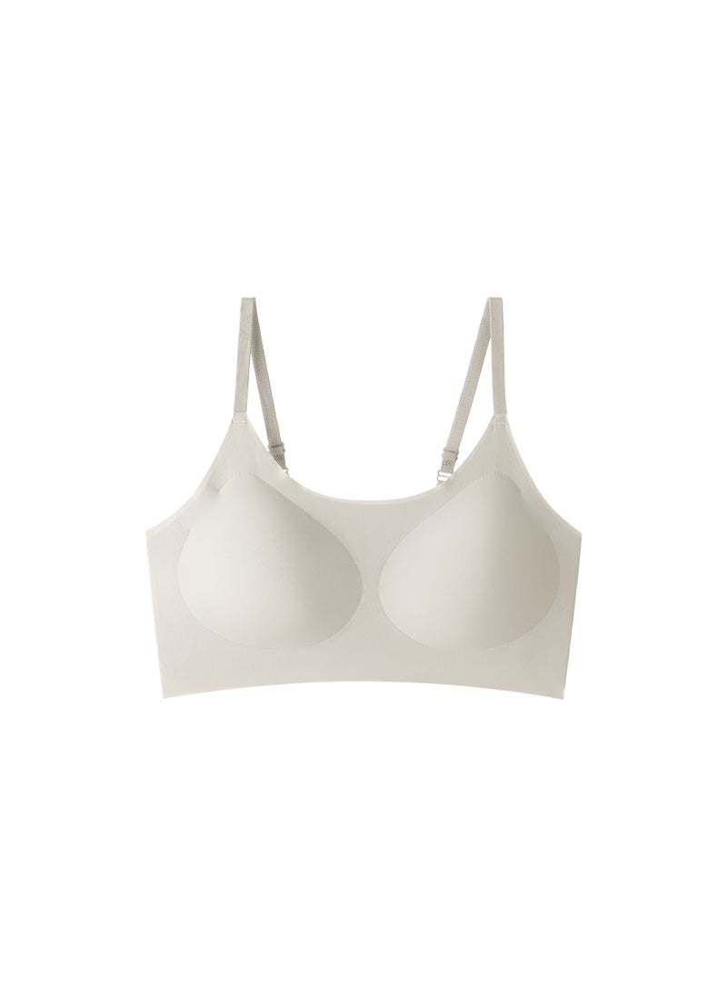 Generic - New Sexytank Seamless Bra Top Womens Appears Small Gathered Beautiful Back Thin No Steel Ring Bra Factory Milky White - Image 1