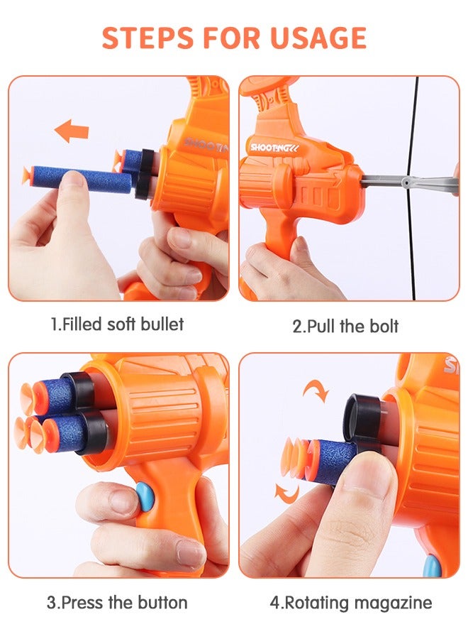 GROIC 2 In 1 Folding Bow and Arrow Set Soft Foam Bullet Toy Gun and Shooting Archery Kit, Archery Toy Shooting Game Indoor Outdoor Toys for Children - Image 4