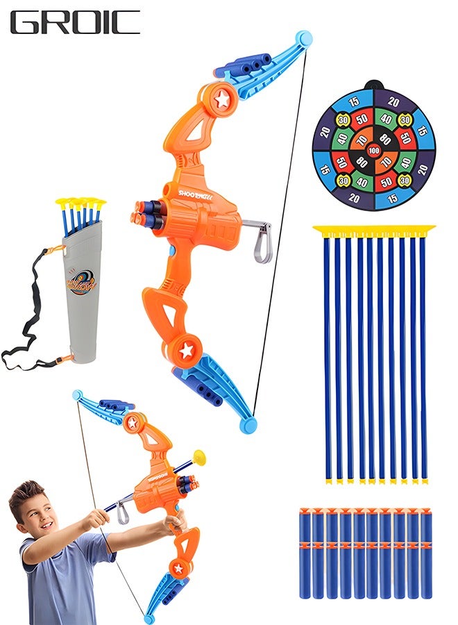 GROIC 2 In 1 Folding Bow and Arrow Set Soft Foam Bullet Toy Gun and Shooting Archery Kit, Archery Toy Shooting Game Indoor Outdoor Toys for Children - Image 1