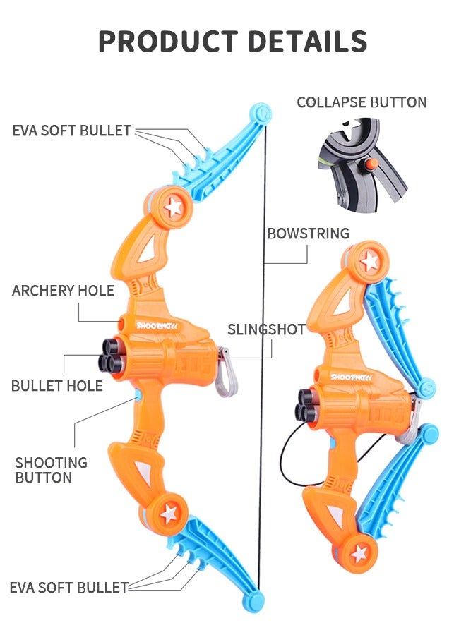 GROIC 2 In 1 Folding Bow and Arrow Set Soft Foam Bullet Toy Gun and Shooting Archery Kit, Archery Toy Shooting Game Indoor Outdoor Toys for Children - Image 2