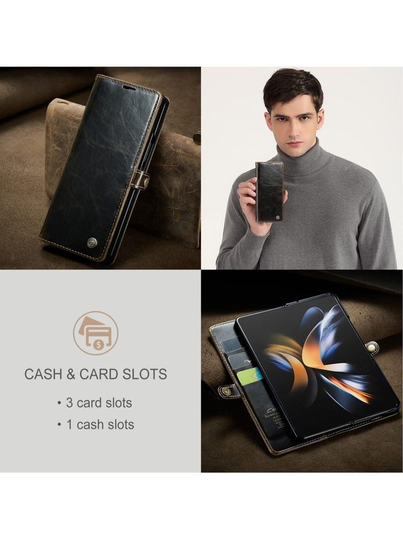 Captaintech SYOSI Case for Galaxy Z Fold4 5G Luxury PU Leather Case for Samsung Galaxy Z Fold 4 PU Leather Folio Screen Protector Flip Case with Stand Magnetic Closure Screen Protection - Image 5