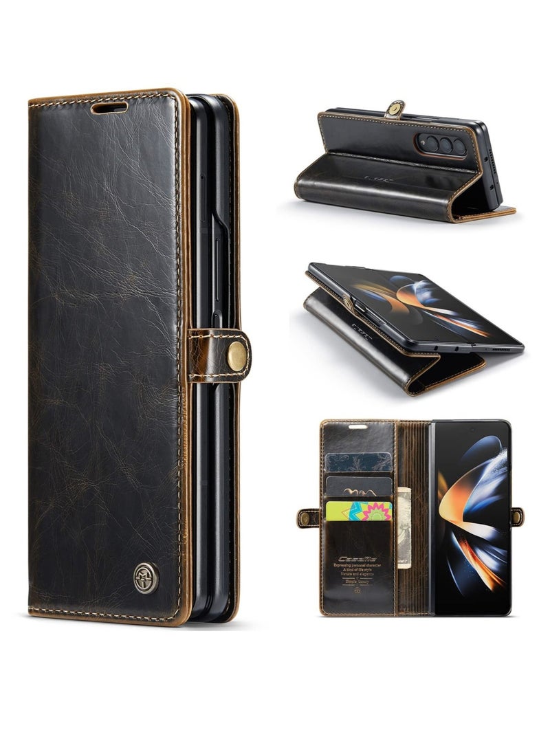 Captaintech SYOSI Case for Galaxy Z Fold4 5G Luxury PU Leather Case for Samsung Galaxy Z Fold 4 PU Leather Folio Screen Protector Flip Case with Stand Magnetic Closure Screen Protection - Image 1