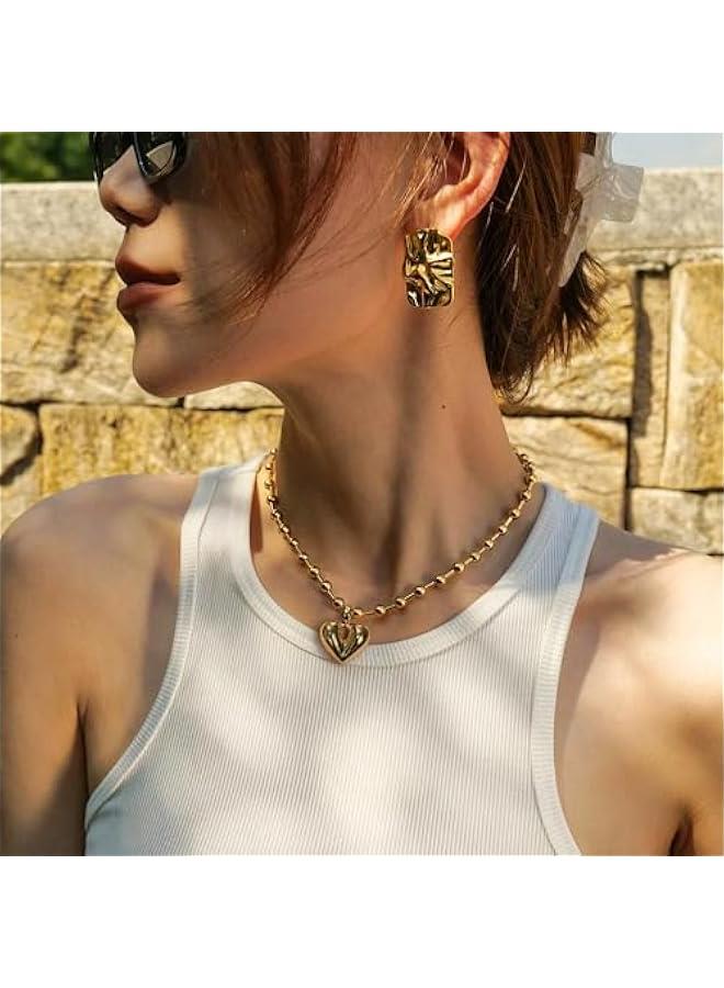 18K Gold Moon Star Lion Evil Eye Love Heart Cross Pendant Necklace Medallion Paperclip Chian Choker Layering Jewery for Women - Image 2