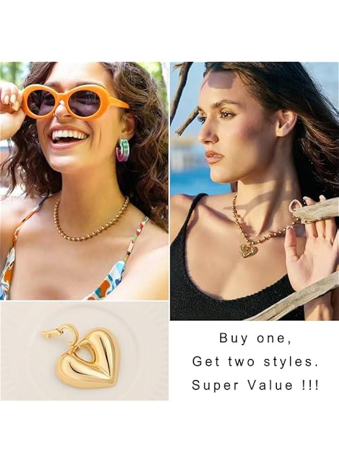 18K Gold Moon Star Lion Evil Eye Love Heart Cross Pendant Necklace Medallion Paperclip Chian Choker Layering Jewery for Women - Image 5