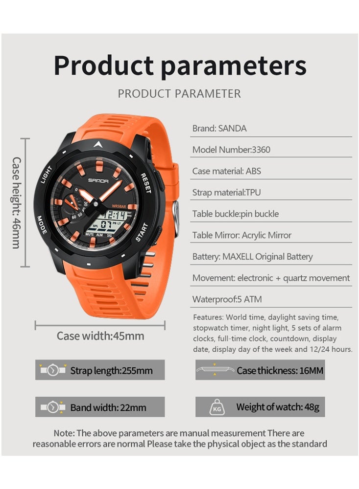 Sanda Fashion Electronic Watch Students Multi-functional Calendar Waterproof Luminous Male Cool Digital Watches - Image 2