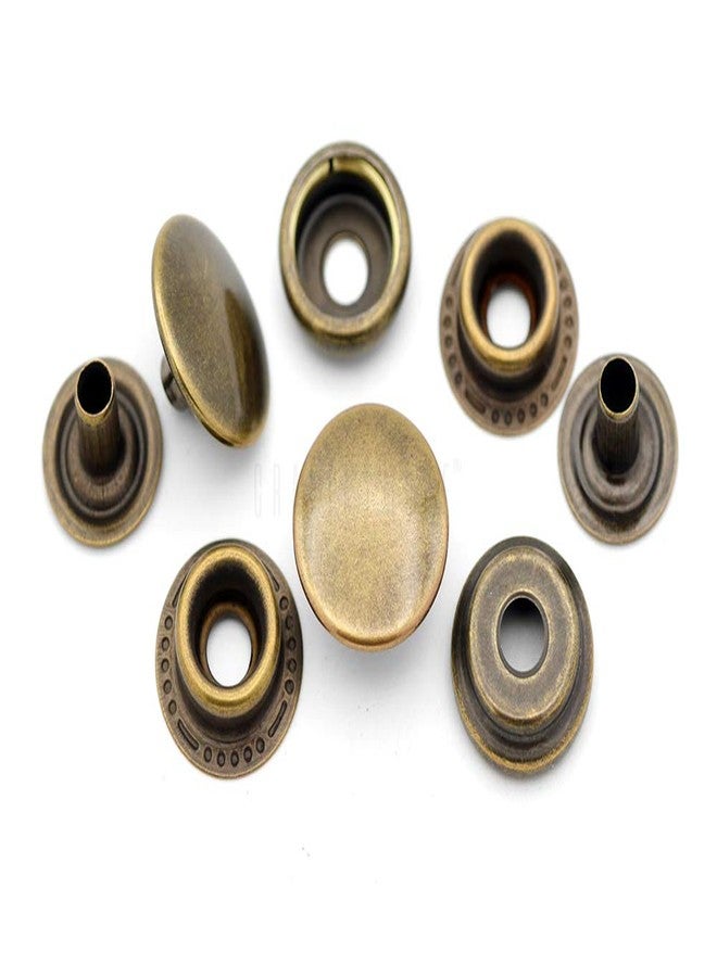 CRAFTMEMORE 50 Sets Antique Brass Snap Fasteners Ring-Socket Press Studs for Jacket Bag Canvas Closures #201 VT47 (15mm (0.59")) - Image 1