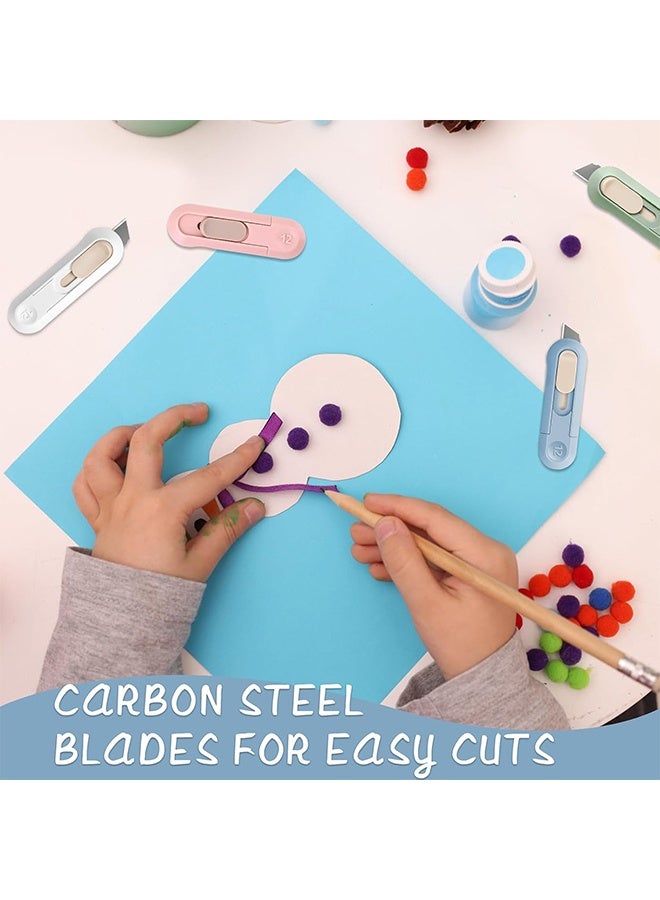 قاطع صناديق صغير، 3 قطع سكين صغيرة للاستخدام المتعدد، قاطع صناديق صغير للنساء مع دوران للسحب، قاطع صناديق قابل للسحب، مفتاح فتح الطرود، قواطع صناديق للاستخدام المنزلي والمكتبي والسفر والأعمال اليدوية - Image 5