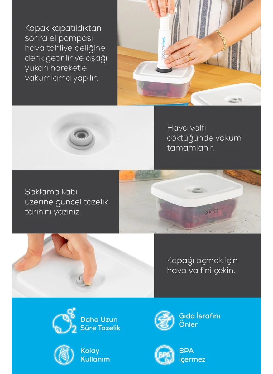 فينيف Vacuumfresh 2-Piece 450 ml Vacuum Food Storage Container Set