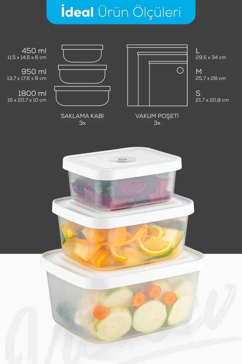 فينيف Vacuumfresh 2-Piece 450 ml Vacuum Food Storage Container Set