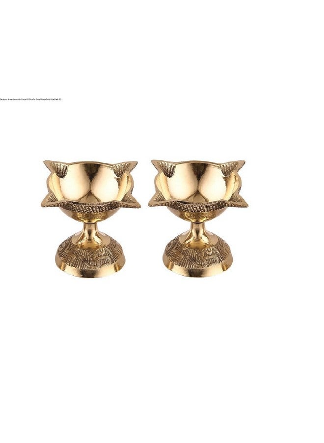 TORPPEZA 4 Face Brass Diya for Mandir, Diwali Festival Oil Lamp for Daily/Diwali Pooja, Charmukhi Diya - Image 1