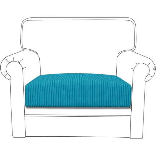 HOKIPO Stretchable Individual Jacquard Textured Seat Cushion Cover, 1 Seater, Teal (AR-5284-TEAL) - Image 1