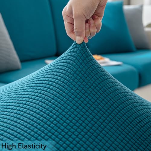 HOKIPO Stretchable Individual Jacquard Textured Seat Cushion Cover, 1 Seater, Teal (AR-5284-TEAL) - Image 5