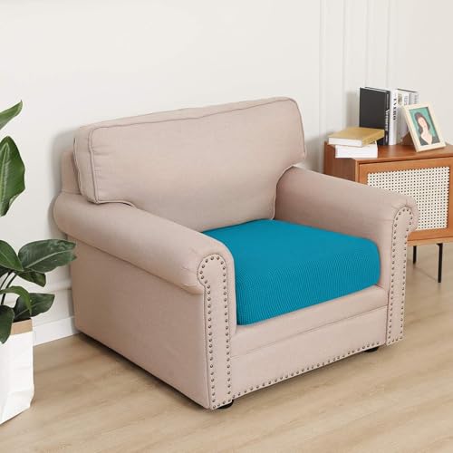HOKIPO Stretchable Individual Jacquard Textured Seat Cushion Cover, 1 Seater, Teal (AR-5284-TEAL) - Image 3