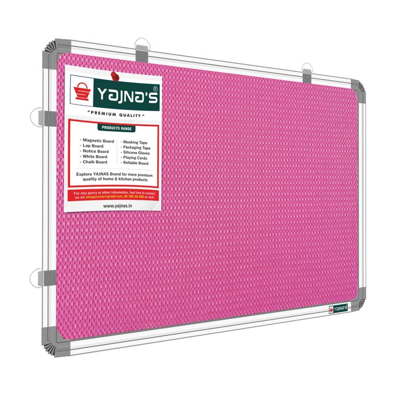 YAJNAS 1.5x2 Feet Notice Premium Material Pin-up Board/Pin-up Board/Soft Board/Bulletin Board/Pin-up Display Board for Office, School and Home, (Pink, Pack of 1) (1.5 x 2 Feet, Pink) - Image 1