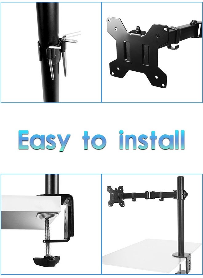 Dual Monitor Mount Stand, Articulating Gas Spring Monitor Arm, Adjustable Monitor Stand, Monitor Desk Mount with Clamp and Grommet Base - Fits 13 to 32 Inch LCD Computer Monitors