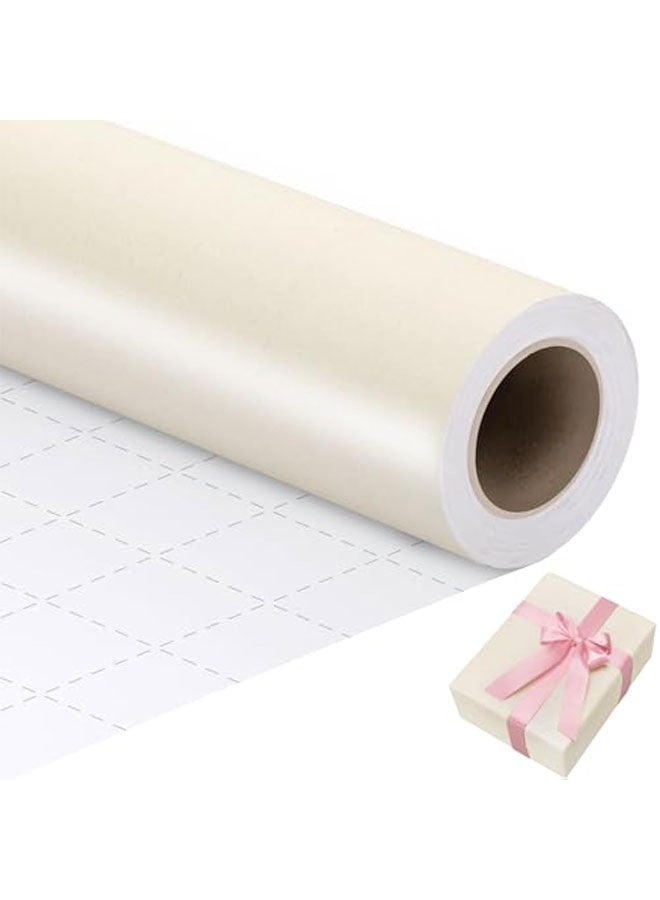 Off White Matte Wrapping Paper,17 Inch X 9.8 Feet Gift Wrapping Paper for Gifts,Wedding,Baby Shower,Bridal Shower,Birthday,Christmas,Holiday - Image 1