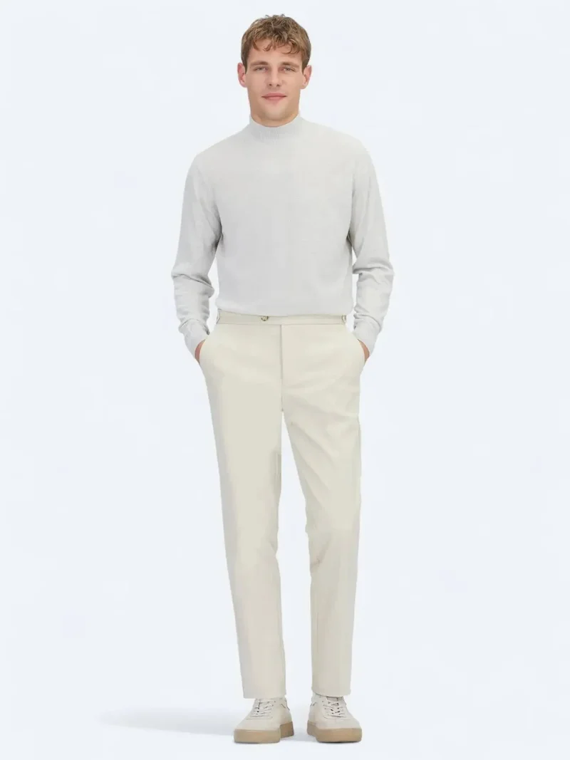 Kip Beige Weaving Regular Fit Smart Casual Cotton Blended Trousers