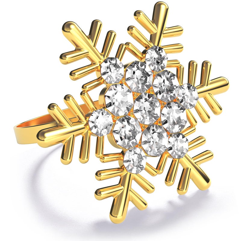 ZeeDix Set of 8 Gold Snowflake Christmas Napkin Rings for Dinning Table Setting Rustic Dinner Tables Setting Decoration for Wedding Receptions Christmas Thanksgiving Holiday Party Dinner Parties