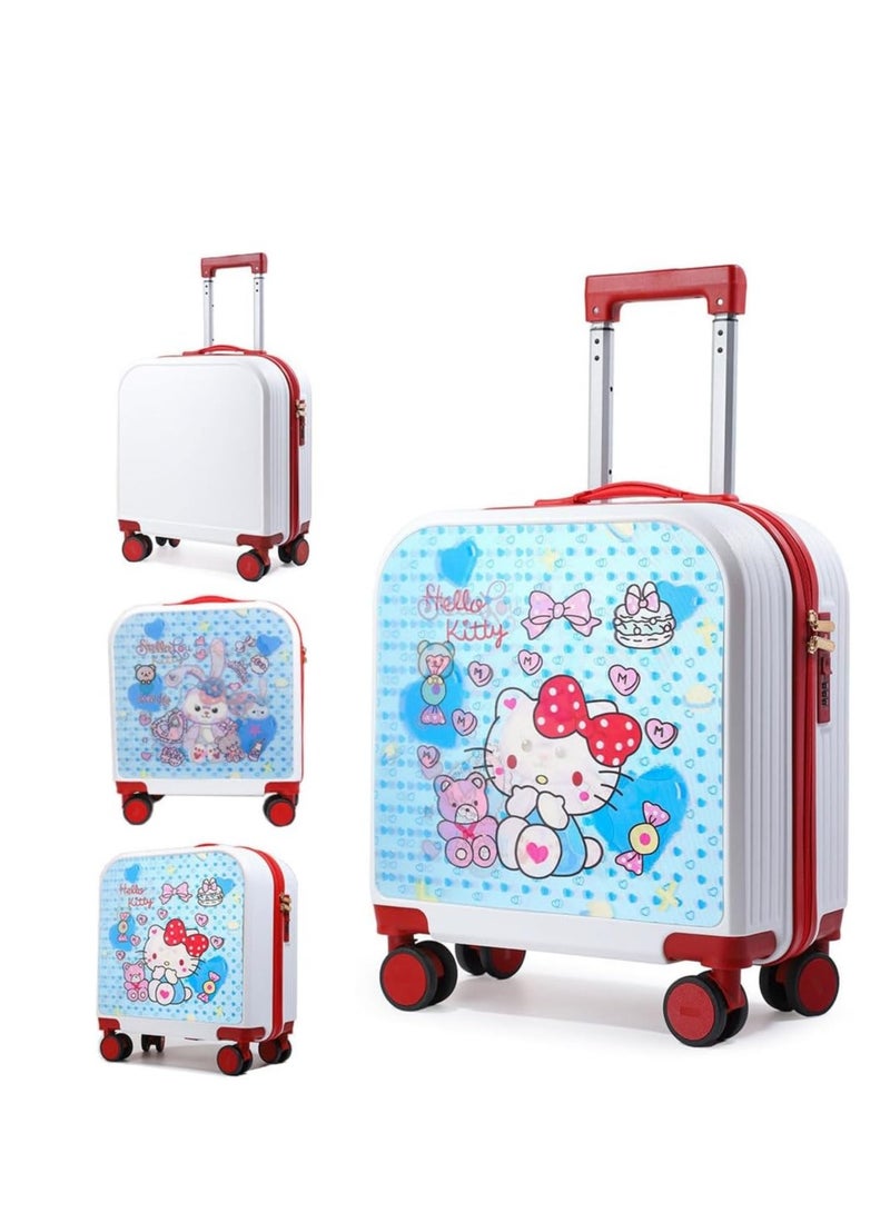 20 Inch Kids Luggage Gradation 3D Cartoon Patterns Children Trolley Suitcase Travel Boys Girls Rolling Luggage Case with Lock Students Teens Wheeled Small Suitcase Carry On Bag for Boarding School (D)  - Image 1