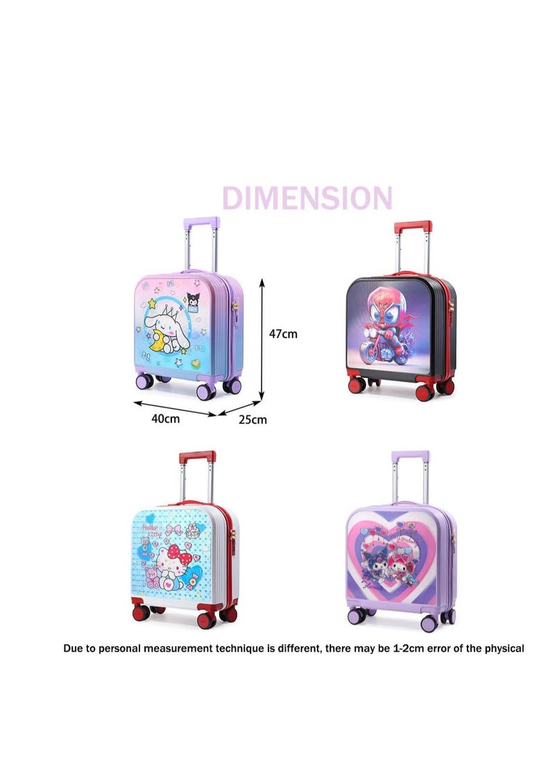 20 Inch Kids Luggage Gradation 3D Cartoon Patterns Children Trolley Suitcase Travel Boys Girls Rolling Luggage Case with Lock Students Teens Wheeled Small Suitcase Carry On Bag for Boarding School (D)  - Image 2