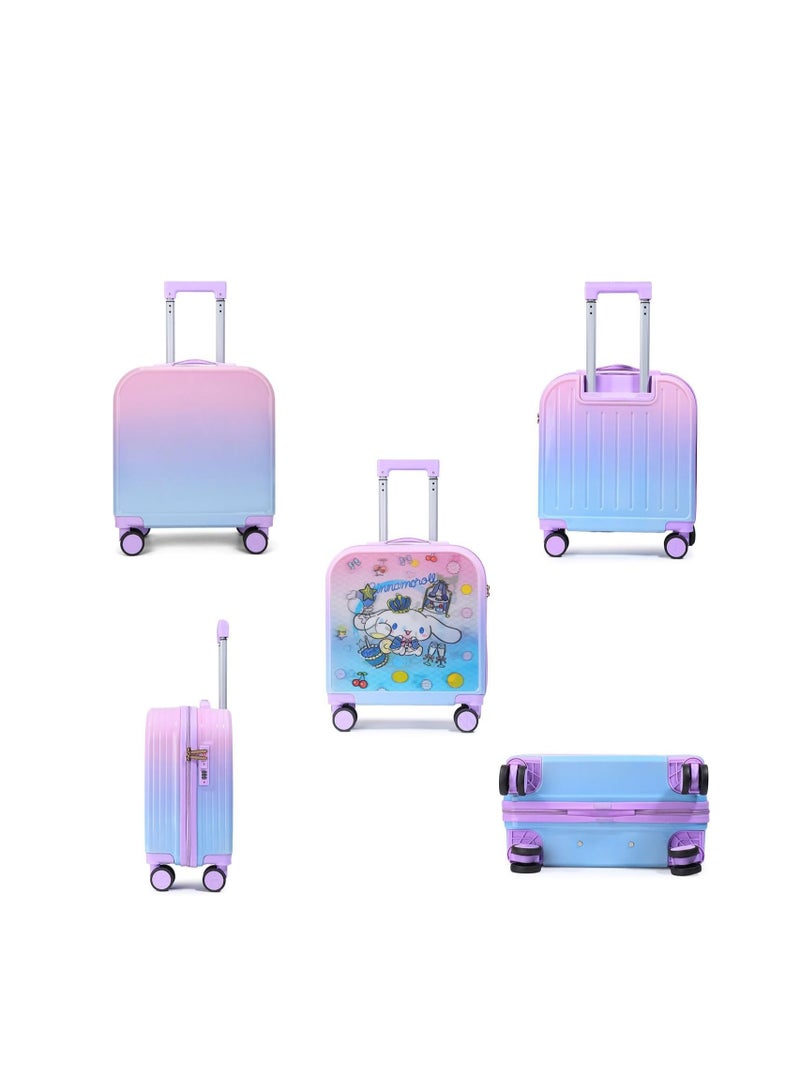 20 Inch Kids Luggage Gradation 3D Cartoon Patterns Children Trolley Suitcase Travel Boys Girls Rolling Luggage Case with Lock Students Teens Wheeled Small Suitcase Carry On Bag for Boarding School (D)  - Image 3