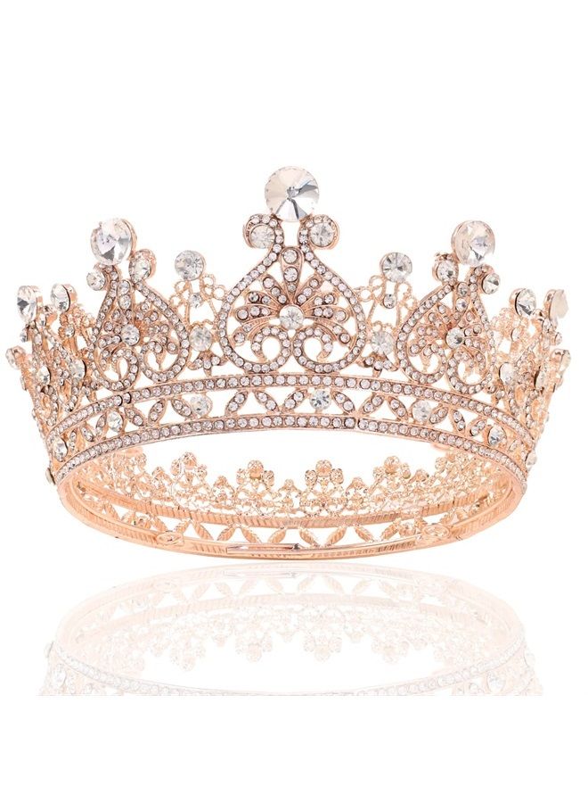 yanstar Rose Gold Queen Crowns for Women, Crystal Girls Tiara Birthday Crown and Tiaras for Women Wedding Prom Birthday Party Valentines Costume - Image 1