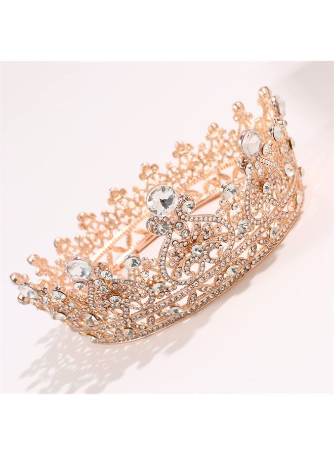 yanstar Rose Gold Queen Crowns for Women, Crystal Girls Tiara Birthday Crown and Tiaras for Women Wedding Prom Birthday Party Valentines Costume - Image 4