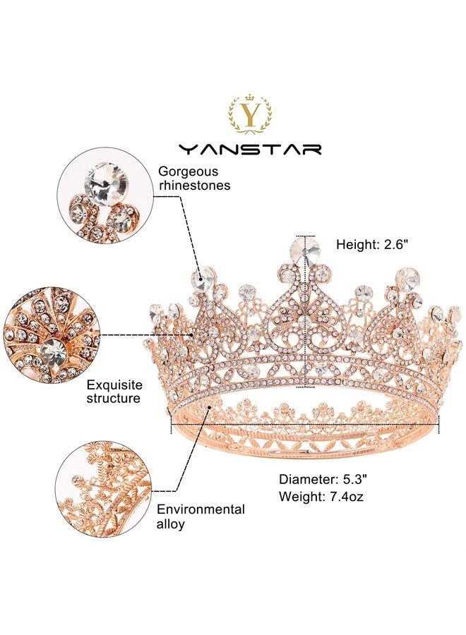 yanstar Rose Gold Queen Crowns for Women, Crystal Girls Tiara Birthday Crown and Tiaras for Women Wedding Prom Birthday Party Valentines Costume - Image 3
