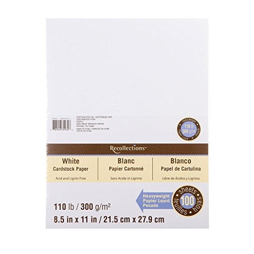 Recollections White Heavyweight Cardstock Paper, 8.5" X 11" - 100 Sheets - Image 1